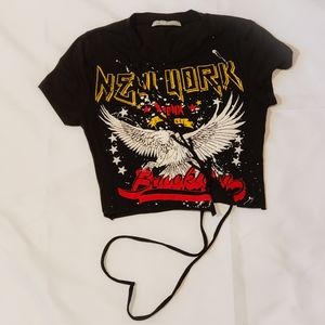 Studio 1011 Small Brooklyn New York Bald Eagle-Themed Edgy Grunge Crop Top